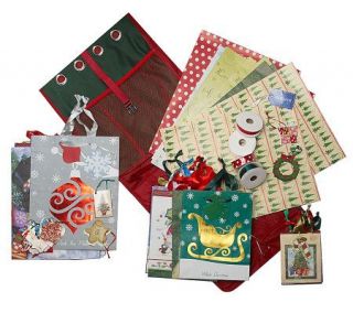 65 Piece Gift Wrap, Bag and Ribbon Set with Tri Fold Organizer