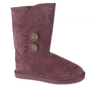 Lamo Suede Pull on Boots with Faux Fur & Button Detail   A204111