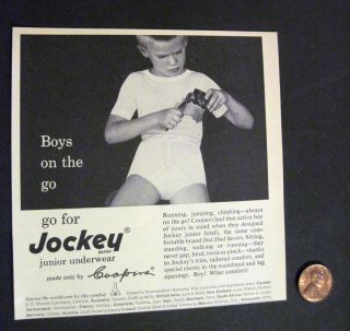  image of young boy in Junior Underwear by Jockey 1956 Coopers Print Ad