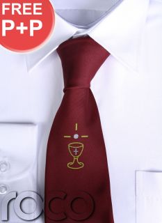  Communion Claret Red Full Length First Communion Ties with Chalice