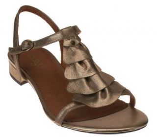 Clarks Indigo Jolie Ruffle Leather T Strap Sandals —