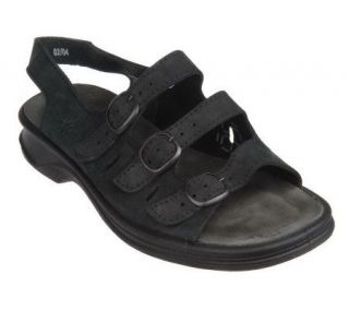 Clarks Nubuck Leather Triple Buckle Comfort Sandals with Backstrap