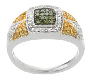 AffinityDiamond 1/2 ct tw Green & Yellow Patterned Ring, Sterling 