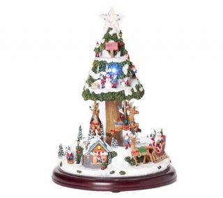 Musical 13 Lighted Village Santa Tree —