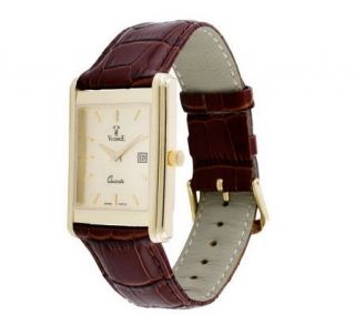 Vicence Mens Polished Square Case Watch, 14K —