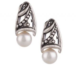 John Atencio Sterling & Cultured Pearl GeometricDesign Dangle Earrings 