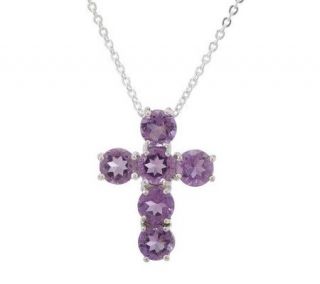 Gemstone Sterling Cross Pendant with 18 Chain Boxed —