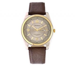 Armitron Mens Sport Watch with Gray Dial and Leather Strap —