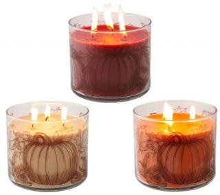  Co. S/3 Harvest Wrapped Glass Triple Wick 14.5oz Candles —