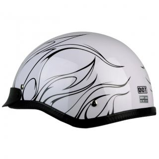 PGR B31 Convict White Black Motorcycle Dot Approved Half Helmet