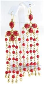  by Ralph Lauren Coral Bay Beaded Gold Tone Chandelier Earrings