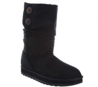 Skechers Double Button Slouch Boots with Faux Fur —