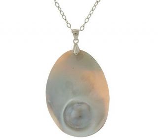 Cultured Mabe Blister Pearl Sterling Pendant with 18 Chain —