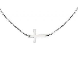 Steel by Design 17 Polished Horizontal Cross Necklace —