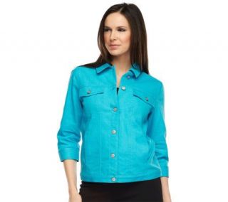 Denim & Co. 3/4 Sleeve Colored Denim Jean Jacket —