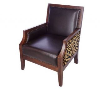 Kenneth Brown Faux Leather Animal Print Accent Chair w/ Nailhead 