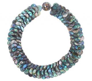 Triple Strand Abalone Woven Design 18 Necklace —