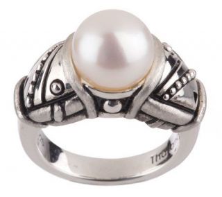 John Atencio Sterling & Cultured Pearl Geometric Design Ring