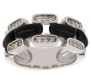Diamonique Sterling Simulated Gemstone Band Ring —