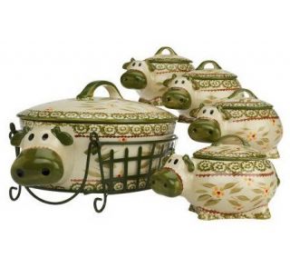 Temp tations Old World 2.5qt Figural Cow Baker with 4 Mini Bakers 