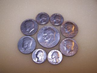 Lot Bicentennial Coins Ike Dollar Kennedy Halfs Washington Quarters