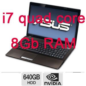 New Asus A53SV 15 6 2nd Gen i7 2670QM Quad Core 8g 640GB NVIDIA GT