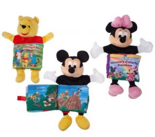 Set of 3 Disney Character Plush Hand Puppet Storybooks —