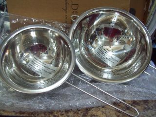 Set of Two Long Handled Stainless Steel Colanders, Strainers