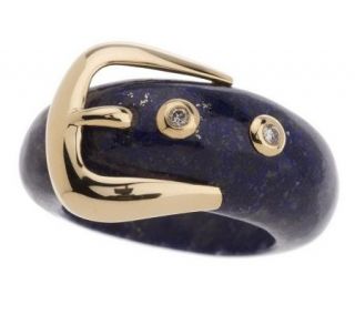 Gemstone Buckle Ring with Diamond Accents 14K Gold —