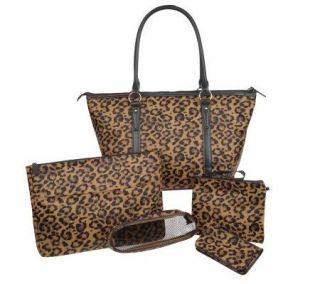 Animal Print Essential Tote with Laptop Case & Accessories —