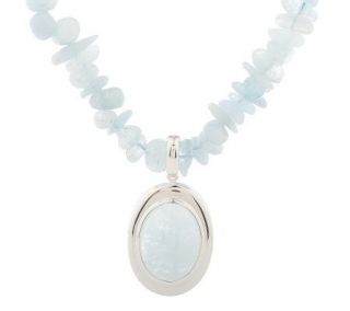 Sterling Milky Aquamarine Enhancer on 18 Bead Necklace —
