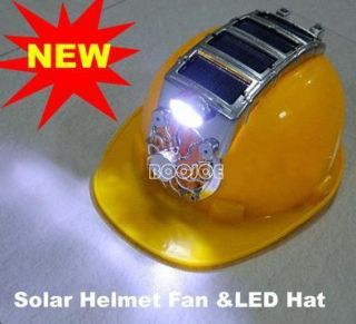 Solar Safety Helmet Hard Hat Cap Cooling Cool Fan 8 LED Light