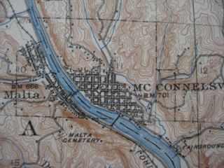 1910 Railroad School Map Mcconnelsville Stockport Ohio
