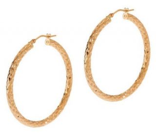 EternaGold 1 1/2 Diamond Cut Hoop Earrings 14K Gold —