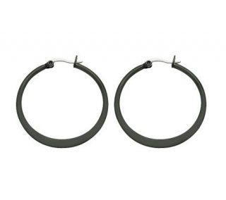 Steel by Design Black Plated Hoop Earrings —