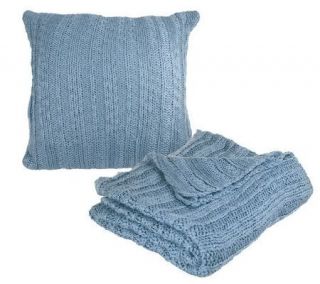 HomeReflections Cable Knit 50x70 Throw and 22 Pillow Set —