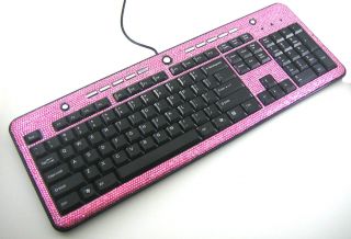 Pink Crystal Rhinestone USB PC Computer Keyboard