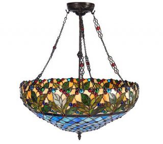   Peng Stained Glass Floral Lattice 23 Diameter Hanging Lamp —