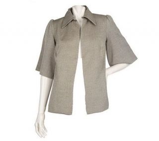 Dialogue Pointed Collar 3/4 Bell Sleeve Tweed Jacket —