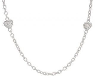 Judith Ripka Sterling Pave Heart__18 Station Chain —