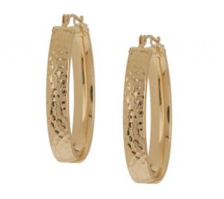 EternaGold Oval Hammered Hoop Earrings 14K Gold —