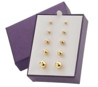 Sterling Set of 5 Bead Stud Earrings w/ Gift Box —