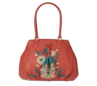 Fiore by Isabella Fiore Floral Embroidered Leather Shopper   A212132