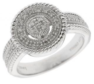 Leslie Greene Sterling 1/10 ct tw Diamond Vintage Circle Ring