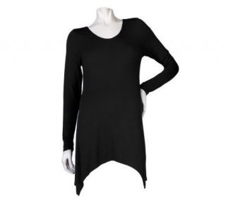 DASH by Kardashian Scoopneck Long Sleeve Curved Hem Top —