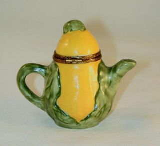 Rochard Limoges Box Hand Painted Corn Shaped Teapot