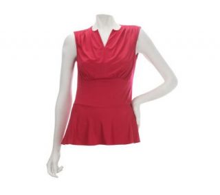 Dennis Basso Sleeveless Knit Top with Shirring Detail   A224431