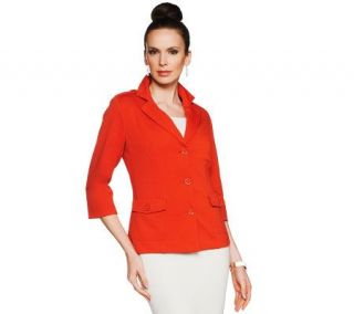 Joan Rivers Easy Style Soft Knit Jacket with 3/4 Sleeves   A230426
