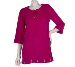 Sport Savvy Notch Neck and Rope Tie Tunic with Grommet Detail