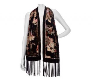 Layers by Lizden Burn Out Velvet Scarf with Fringe   A203326